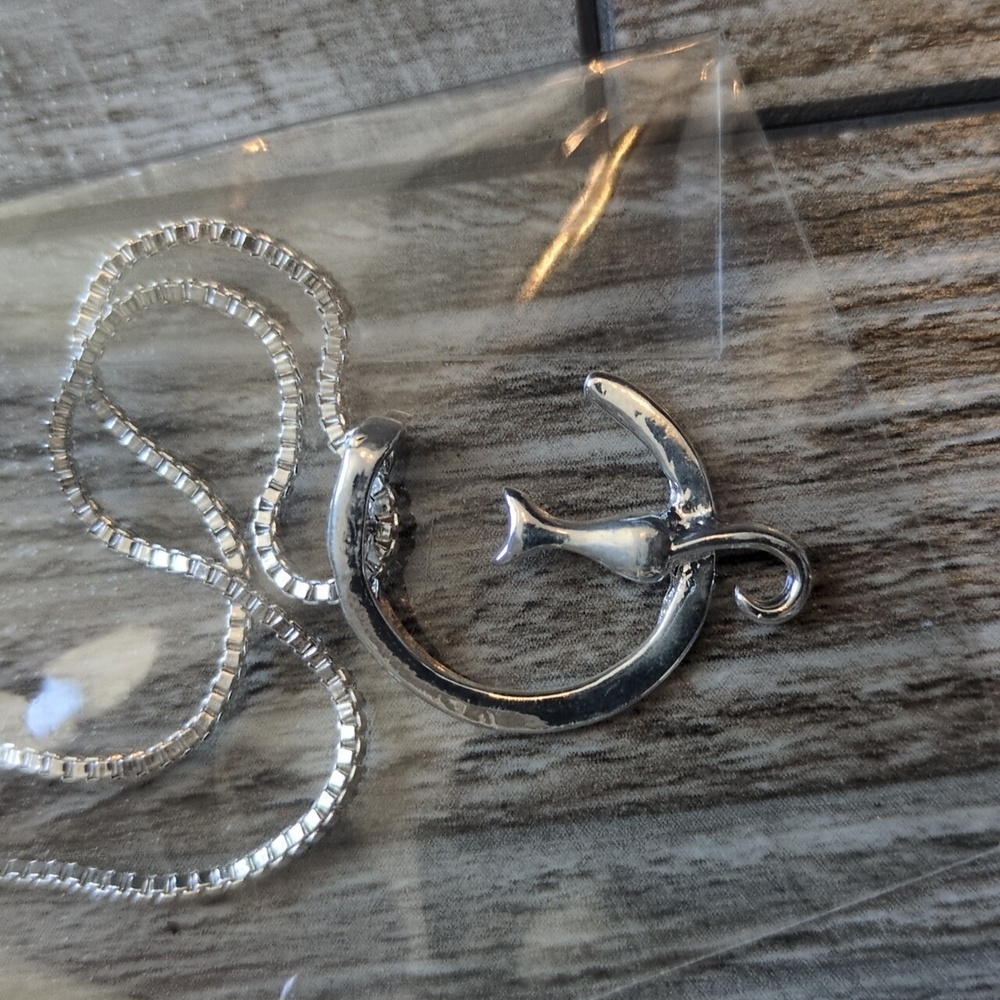 5/$25 Cat Crescent Moon Necklace NEW